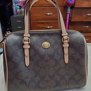Brown monogram coach satchel